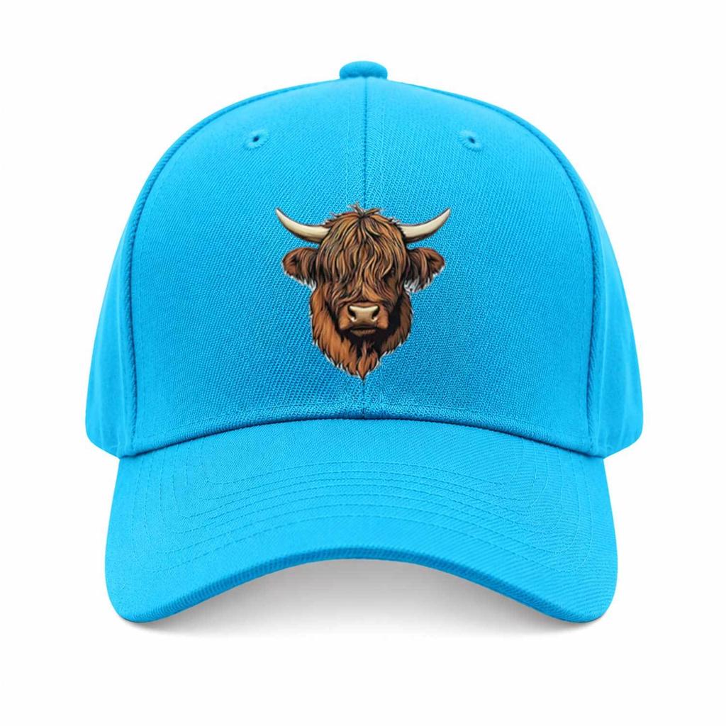 Highland Cow Print Adjustable Baseball Cap for Unisex Women Breathable Duckbill Sun Hat for Travel Camping Daily Wear