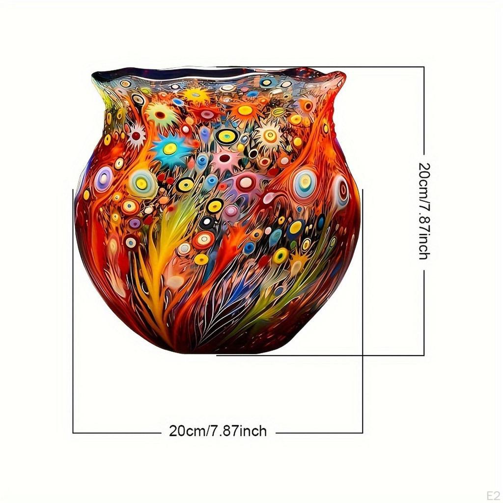 2D Acrylic Ornament Decors Gifts Crafts Collectible Sign Artwork Flower Vase Plague for Office