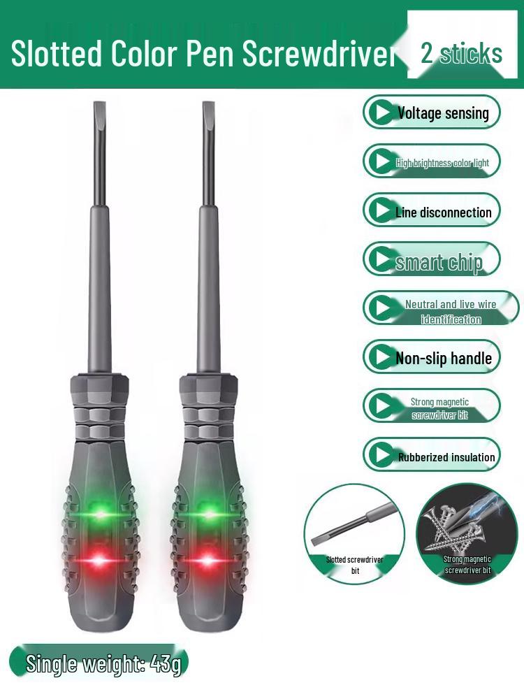 Electrician's Smart Test Pen: Color Light Screwdriver for Open Circuit, Breakpoint, Live & Neutral Wire Testing, High Torque for Household Use.