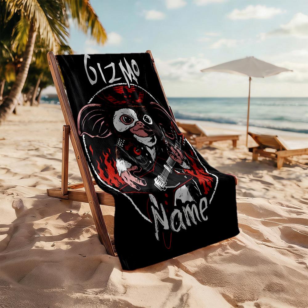 Gizmo Rocks Guitar Customized Name Beach Towel Quick-Dry Soft Microfiber