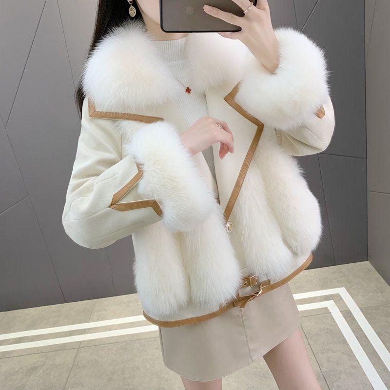Fur Imitation Fox Hair Short Down Cotton Clothes Women's Winter New Fashion Casual Coat