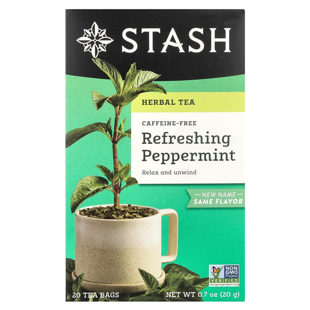 iHerb Stash Tea Peppermint Caffeine-Free Herbal Tea Bags, 20 Count, 20g (0.7oz)