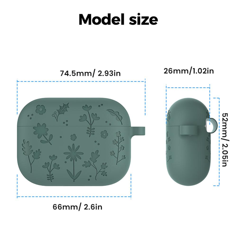 AHASTYLE WG186 For AirPods Pro 3 Embossed Floral Pattern Silicone Case Protective Cover with Hook
