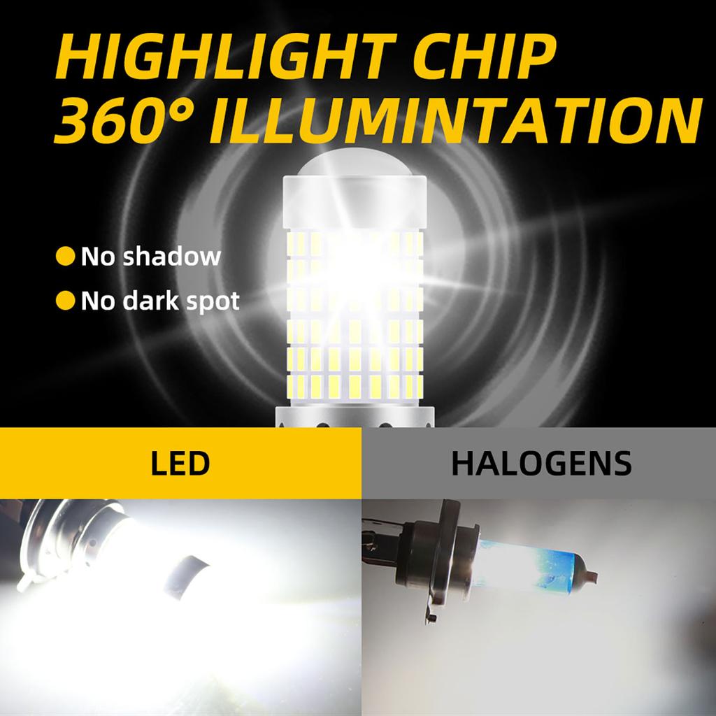 1pcs Motorcycle Headlights H4 P15D BA20D LED Bulbs DRL Bright Plug and Play 12V White Hi Lo Lamp Scooter Accessories