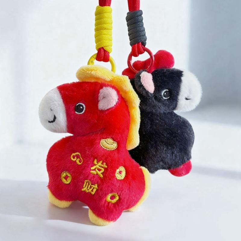 Lucky Horse Year Plush Keychain Pendant Decoration Soft Hanging Toy For Bag Car Keys Accessories