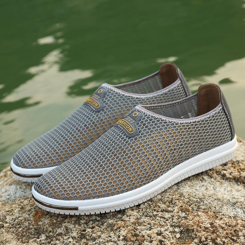 2025 mesh shoes men's summer shoes breathable men's shoes lazy shoes mesh cloth surface men's casual sports running shoes hole shoes
