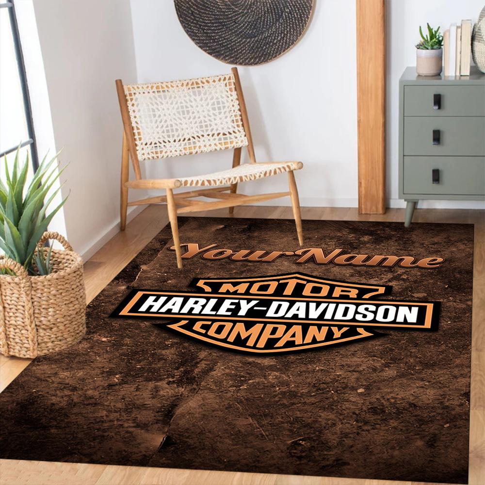 Harley-davidson Motorcycles Customizable Name Carpet Perfect for Decorate Room Entryway Bedrooms Dining Room Anti-slip Rug Office Home Decor