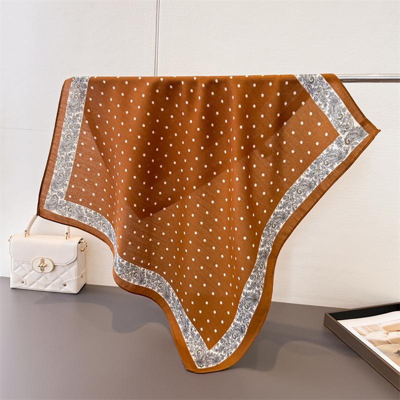 Autumn and Winter Atmosphere Imitation Velvet Herringbone Pattern Cotton and Linen Feeling Small Square Scarf Silk Scarf Headscarf Shawl Decorative Sc
