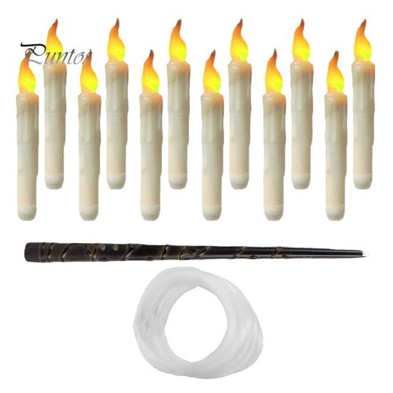 

12 шт. подвесных плавающих свечей с пультом дистанционного управления в виде палочки, волшебная беспламенная конусная поддельная свеча для декора вечеринки на Хэллоуин 12pcs Warm light