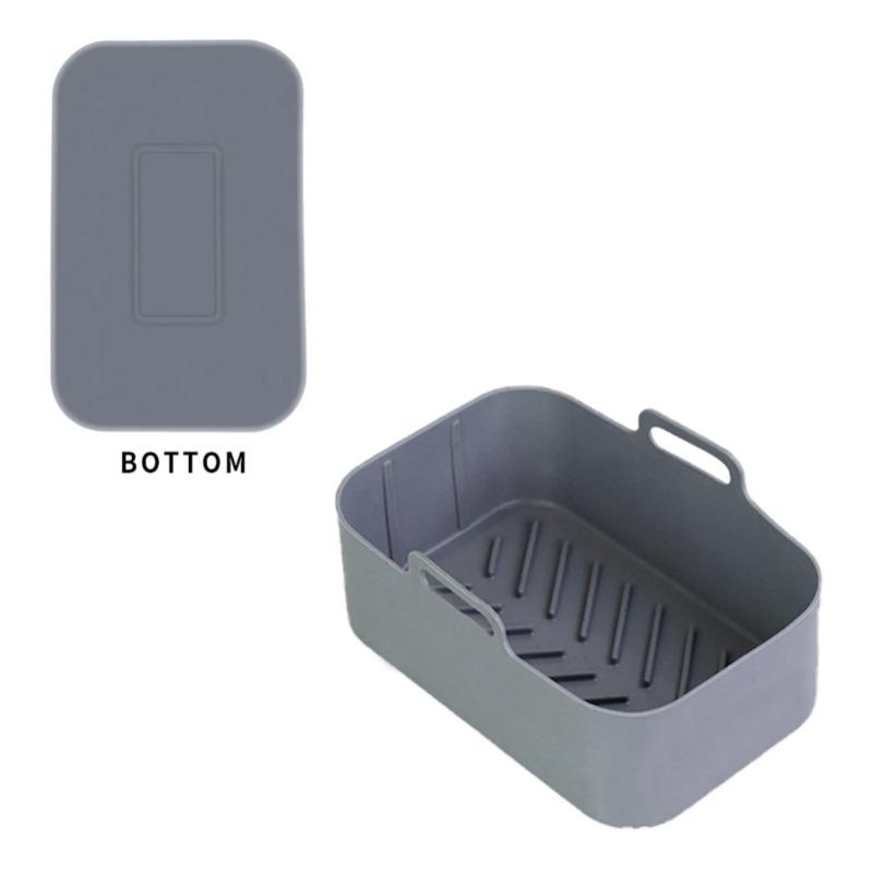 1/2Pcs Air Fryer Silicone Pot Basket Tray Fried Baking Pan Insert Dish Accessory Rectangle Dual Basket For Ninja DZ201 Air Fryer