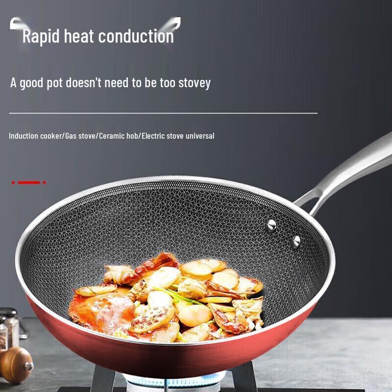 Supor 30cm 316 Stainless Steel Honeycomb Wok