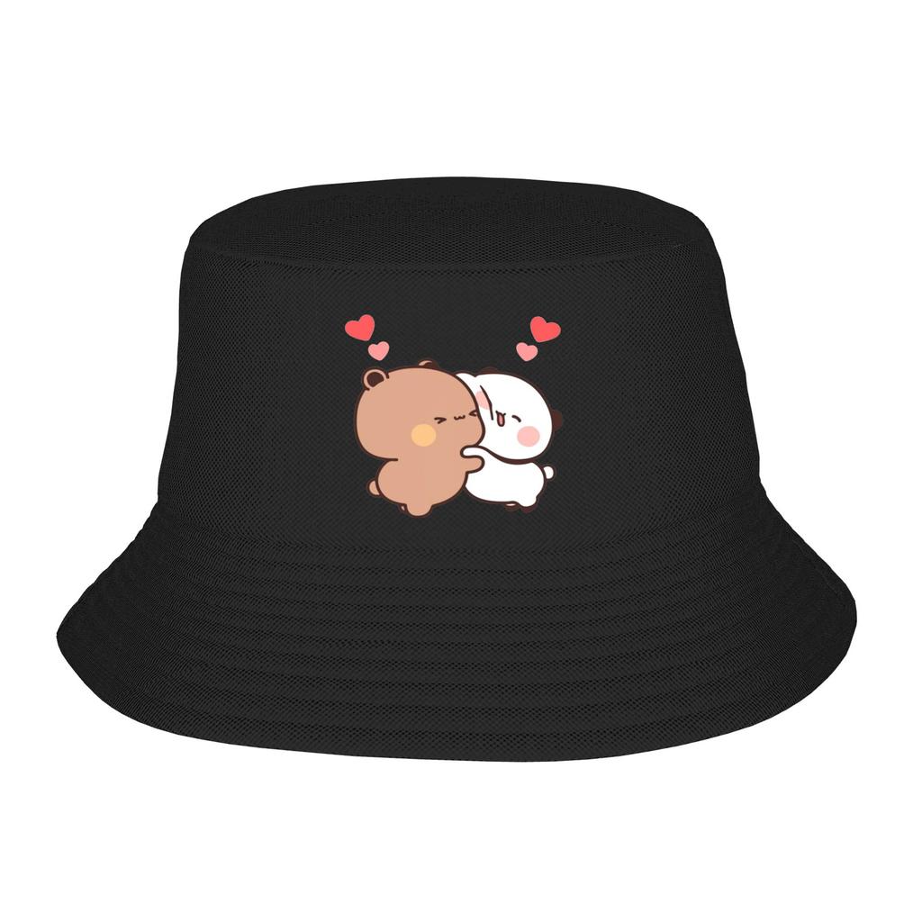 Street Panda Bear Couple Anime Cartoon  Bucket Hat Unisex Packable Outdoor Sports Bubu And Dudu Fishing Caps Travel Headwear Bob