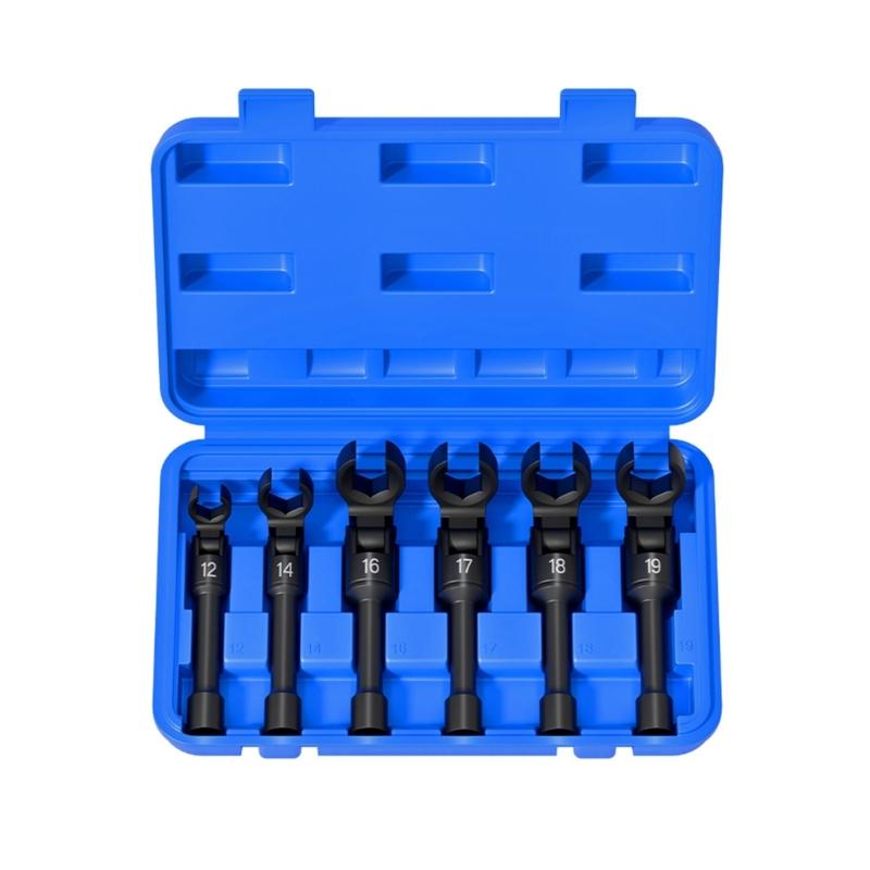 6Pcs Fuels Line Socket Wrench Fuels Pipe Socket Wrench For Injectors Removal With Flexible Head and Steel Construction 1