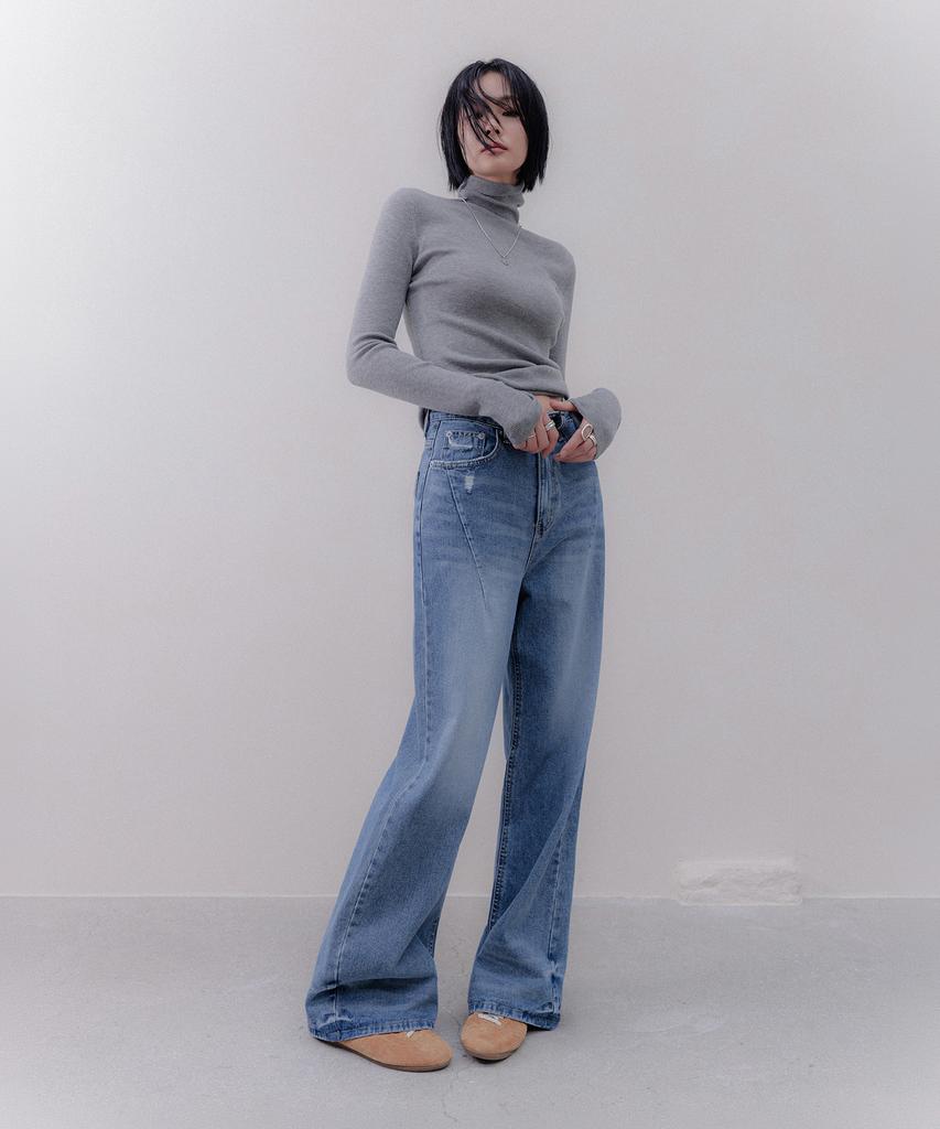 MEMUA Rolling Slim High Neck Knit (Melange Grey)
