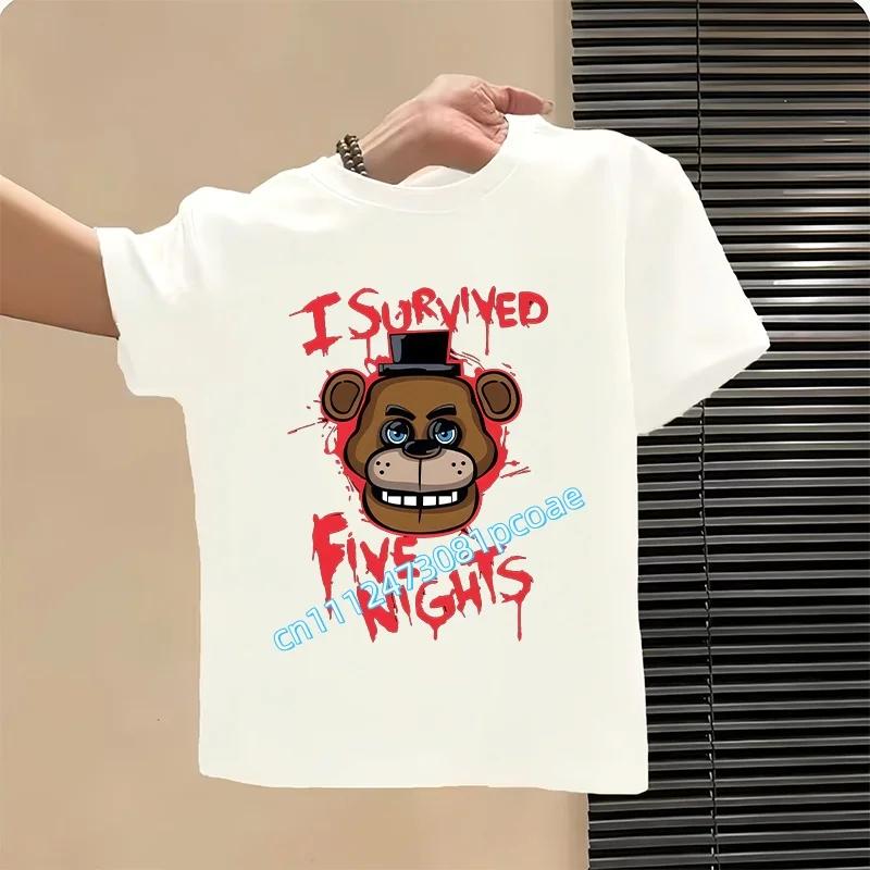 Graphic T-shirt Children Casual Sports Tops Short Sleeves Kids Clothing New Five Nights At Freddys Kids Cartoon