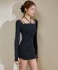 VIKINI VENDER (Bardot X Vikiven) Saint-Tropez Long Sleeve Shirred Monokini - Black