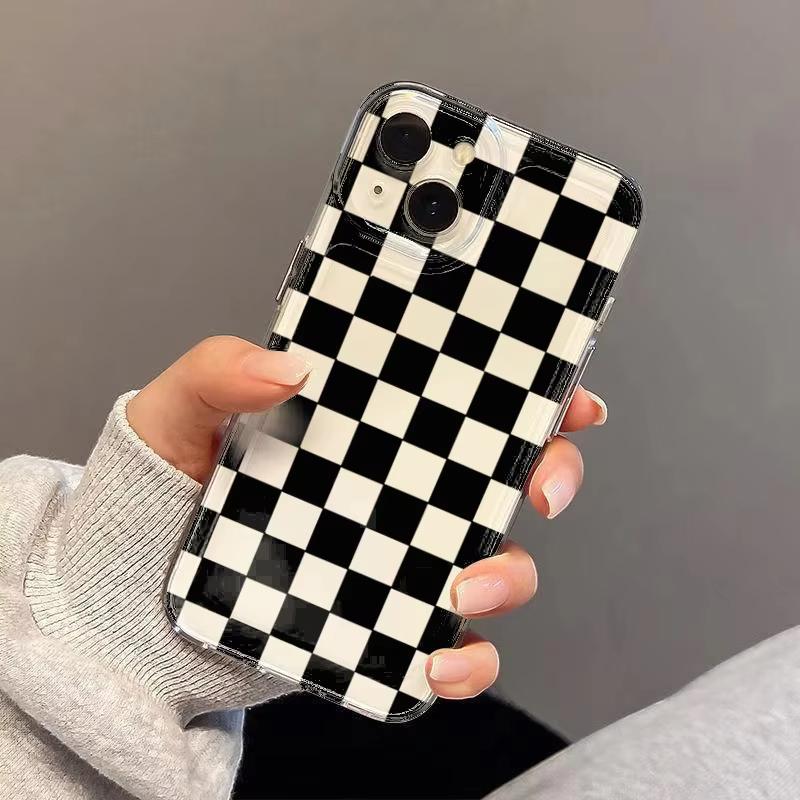 Space Black Plaid Pattern Clear Phone Case For Xiaomi Mi 15 T Pro 14T 13T 12T Mi 17 Pro 15 14 13 12 11 Lite 5G Silicone Cover