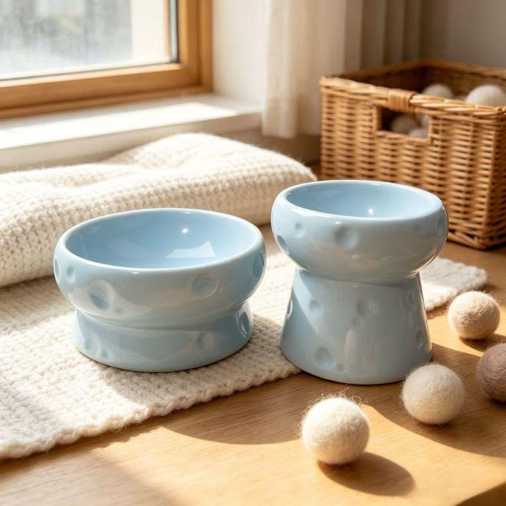 Not Easy To Knock Over Ceramic Cat Feeder Large Diameter High Foot Dog Food Basin Puppies
