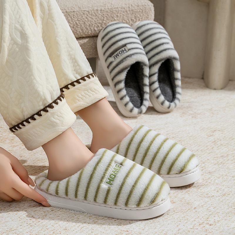 Cotton slippers autumn and winter indoor wear-resistant thick-soled warm-soled piled family couple home fluffy slippers