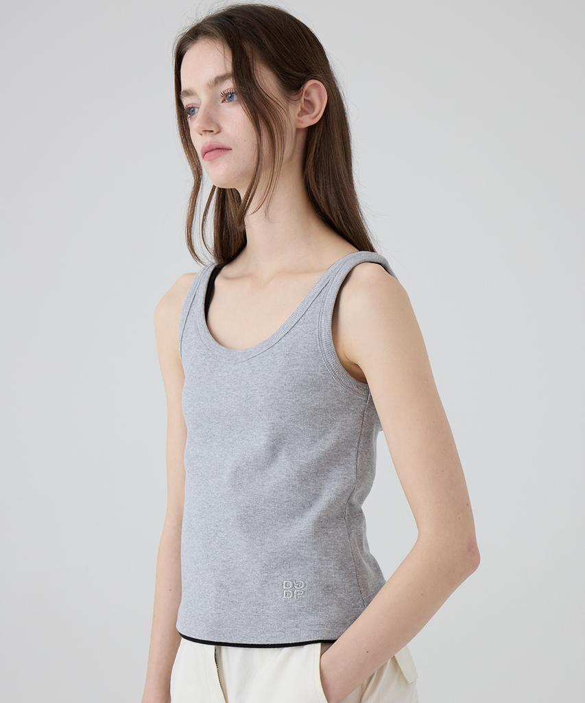 DANGLEDROP Dgdp Square Logo Sleeveless T-Shirt_Melange Gray