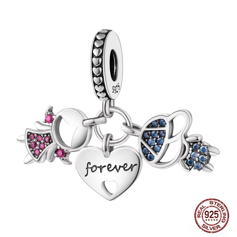 Blue Series Charms Plata Copper Evil Eye Moon Airplane Dolphin Sea Turtle Love Mini Beads For Bracelet Diy Jewelry