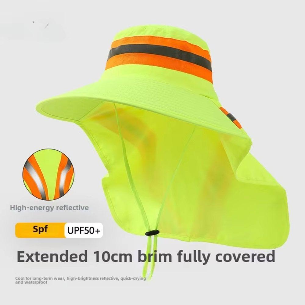 Summer Reflective Sun Hat Large Brim Sun Hat New Bucket Hat Sanitation Worker