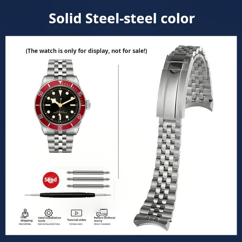 

High quality Men s Watch chain metal strap For tudor M7941A red shield little red flower 41mm stainless steel watchband bracelet Width 22mm срібний