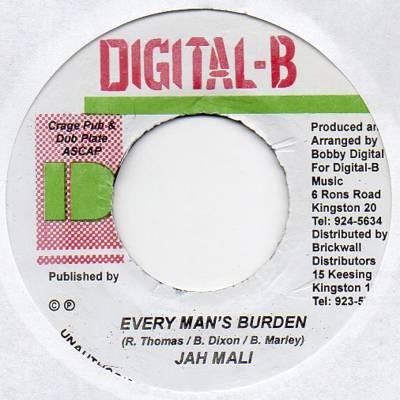 

7inch Record JAHMALI - Every Man s Burden NONE Digital-B Jamaica Reggae, Ska & Dub Used