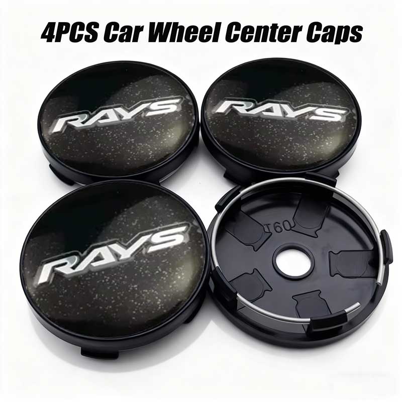 High Quality 4PCS 56mm 60mm RAYS Emblem Universal Car Wheel Center Caps Sticker Dustproof Hub Covers Auto Exterior Accessories
