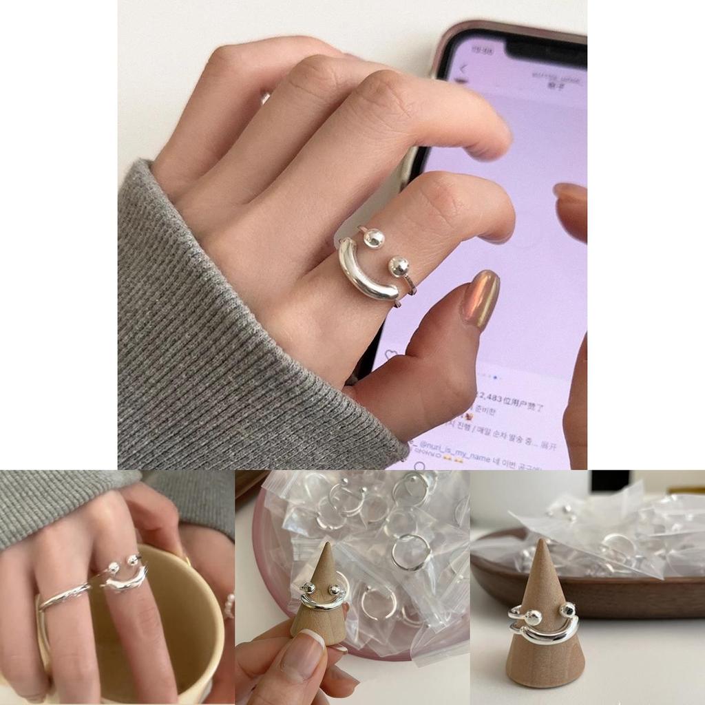 Trendiger Koreanischer Stil Smiley Gesicht Ring Für Frauen Verstellbarer Modischer Kupfer Accessoire