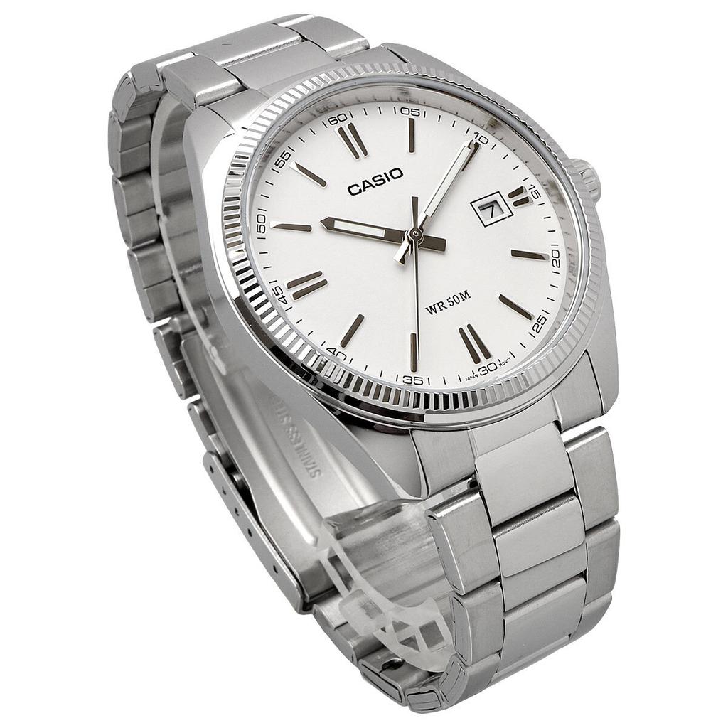 Casio Analog Quartz Watch Metal Band Silver White Dial Overseas Men's MTP-1302D-7A1V