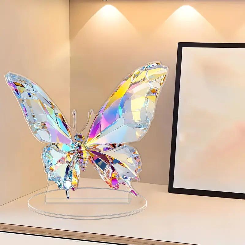 Decorazione da Tavolo in Acrilico a Forma di Farfalla di Cristallo Piatta 2D, con Base, Adatta per Decorazione Murale, Portico, Stanza, Villa, Accenti Casa, Corridoio o Luogo di Lavoro