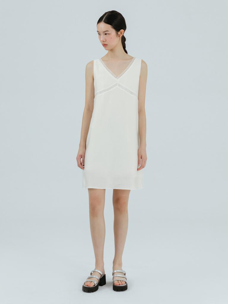 Etmont Silky Layered Sleeveless Dress Ivory