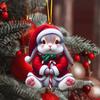 Christmas Ornament 2D Acrylic Dog/Bear/Bee/Rabbit/Rooster Hanging Decoration Cartoon Animals Xmas Tree Pendant for Home Party Decor