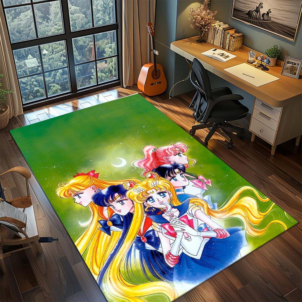 Sailor Moon Anime Teppich Großer Teppich Rutschfeste Waschbare Fußmatte Gamer Zimmer Schlafzimmer Heimdekoration -QJY