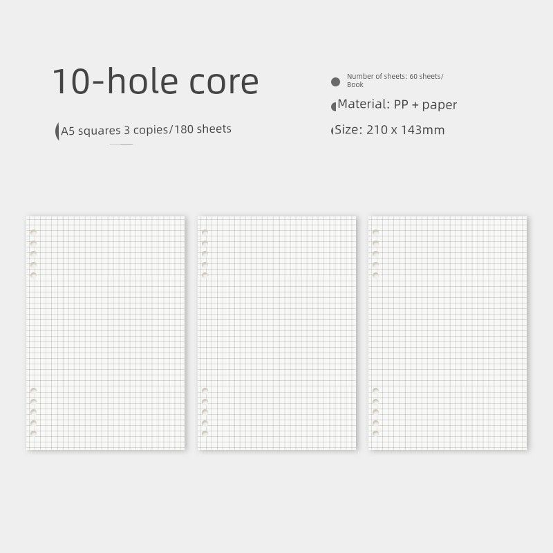 

Grade Three Class Two Loose-Leaf Notebook Book B5 Detachable Shell Cute Minimalist Ins Style Notepad K A5 square Core 3 this pack