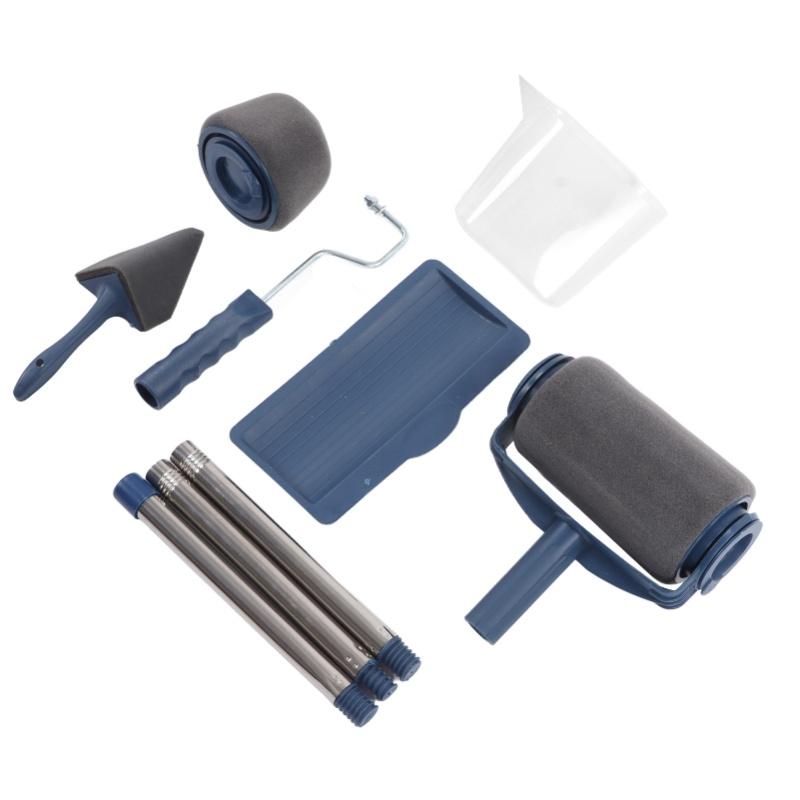 6 In 1 Seamless Paint Roller Set Plastic Stainless Steel Multifunctional Paint Brush Tray Home Painting