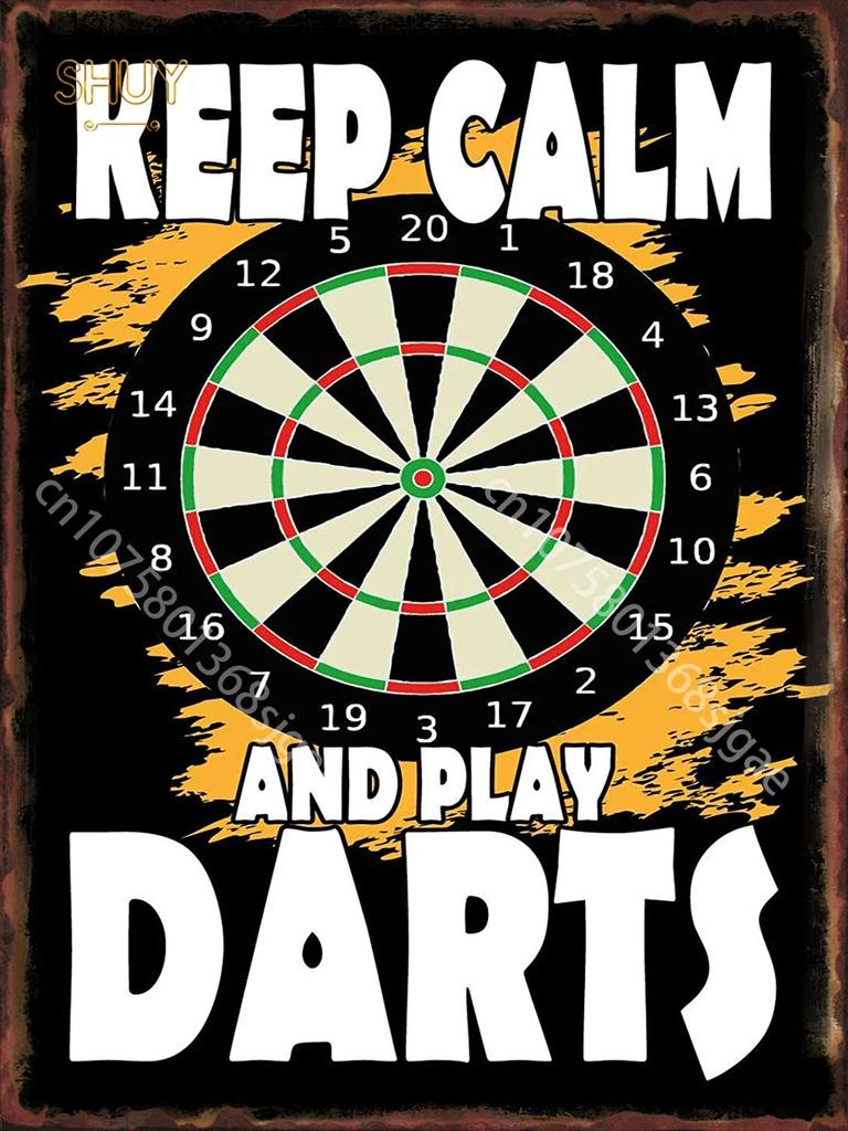 Vintage Darts Billiards Pinballs Metal Tin Signs - Bar Club Pub Wall Decor, Entertainment Venues Home Plaques