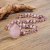 Bohemian Rose Quartz Faceted Crystal Pendant Necklace