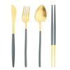 4/8/12/16 Pcs Gold 18/10 Stainless Steel Cutlery Flatware Set Matte Dinnerware Set Knives Fork Spoons Chopsticks Tableware Set