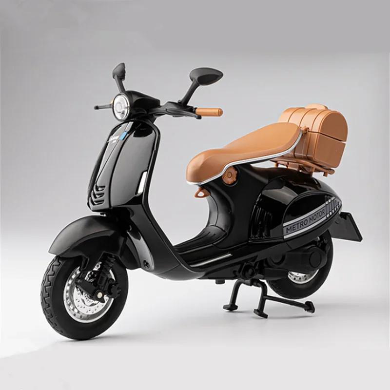 

1:12 Vespa 946 Alloy Classic Motorcycle Simulation Shock Absorber Steering Model Sound Light Boy Gift