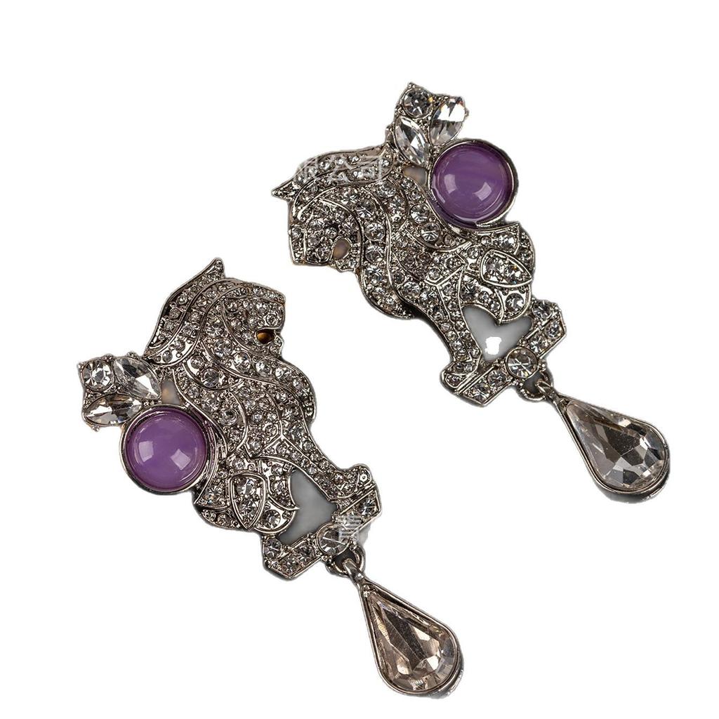 Middle Aged Full Droplet Gemstone Earrings With A Light Luxury High-end Feel Banquet Vintage Niche Design