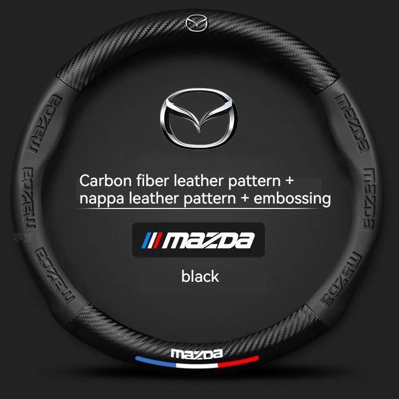 AAFD1 For Mazda 3 5 6 SKYACTIV CX30 CX5 CX8 CX9 MX5 RX8 RX7 BT50 Axela Atenza Car Steering Wheel Cover Carbon Fiber Leathe Accessories