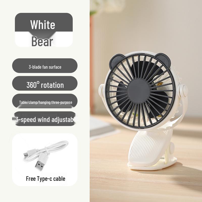 

USB Rechargeable Mini Clip-On Fan with Light for Desktop and Stroller 10.5 x 5 x 13.5 cm