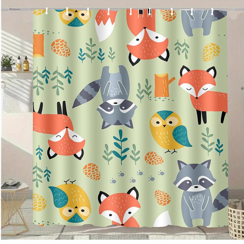 Simple Alpaca Washable Dirt-Resistant Shower Curtain Shower Head Waterproof Polyester Bath Curtain For Home Decor Accessories