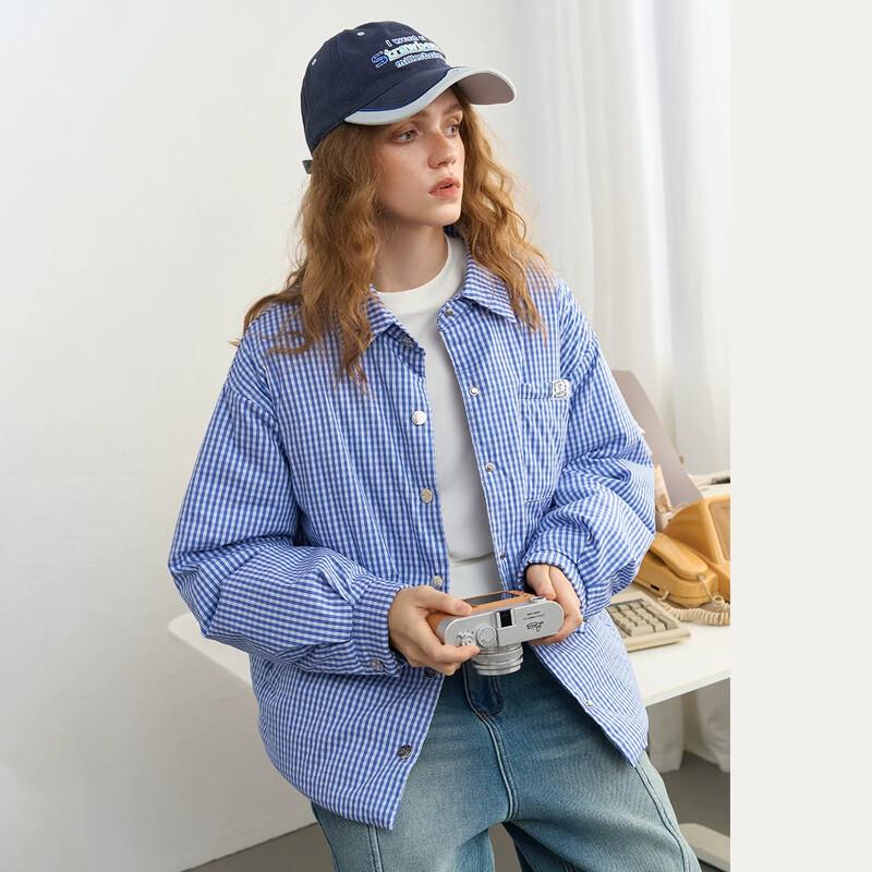 Women's Plaid Fleece-Lined Padded Shirt Jacket