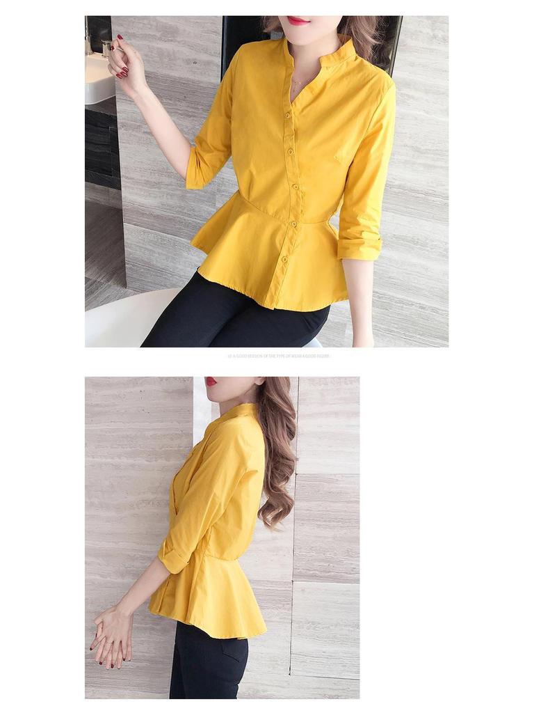 Women's White Shirt 2025: Spring/Autumn Korean Style, Waist-Slimming, Chic Design