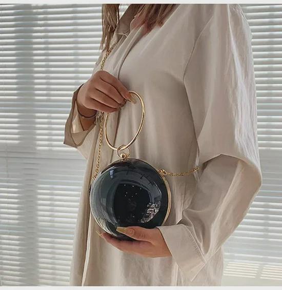2025 Trendy Acrylic Ball Evening Bag - Round Chain Shoulder Crossbody for Women
