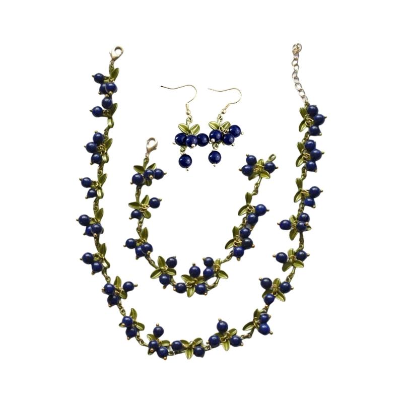 

Beads Necklace Bracelet Earrings Set Fashion Accessories Comfortable Wear Jewelry for Elegances at Formal Gatherings
