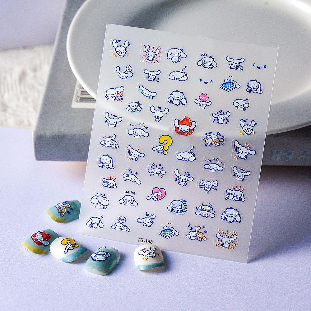 Cute Cartoon Dog 5D Nail Art Stickers - Waterproof, Long-lasting Adhesive Decals